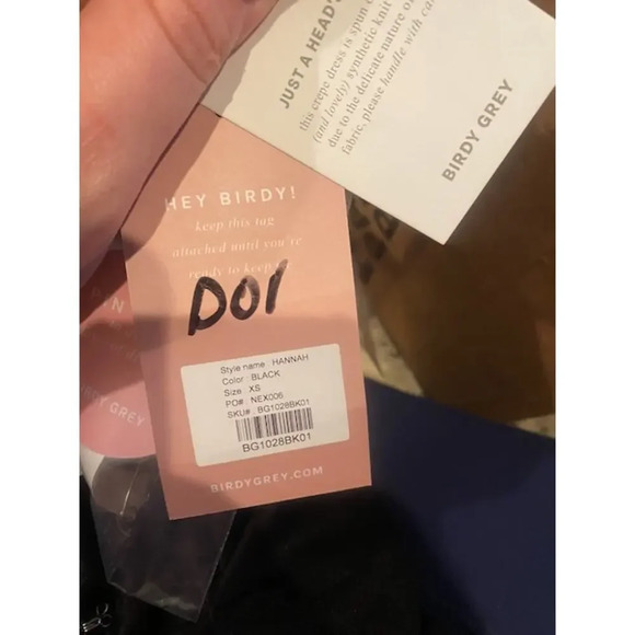 NWT Birdy Grey Hannah Maxi Dress Ruffled Short Sleeve V-Neck Crepe Black Size XS - Picture 10 of 11